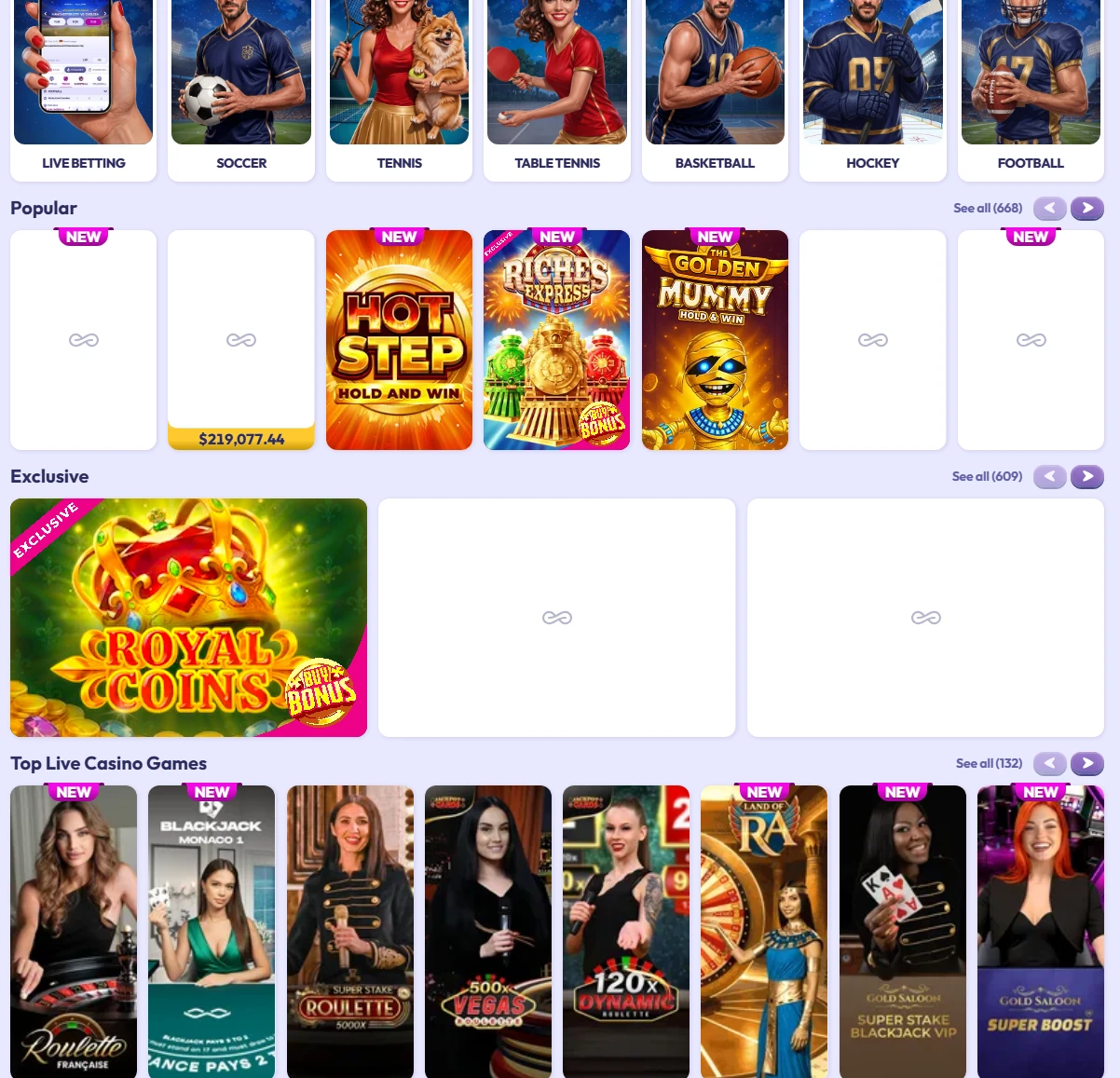 Infinity Casino: Slot popolari